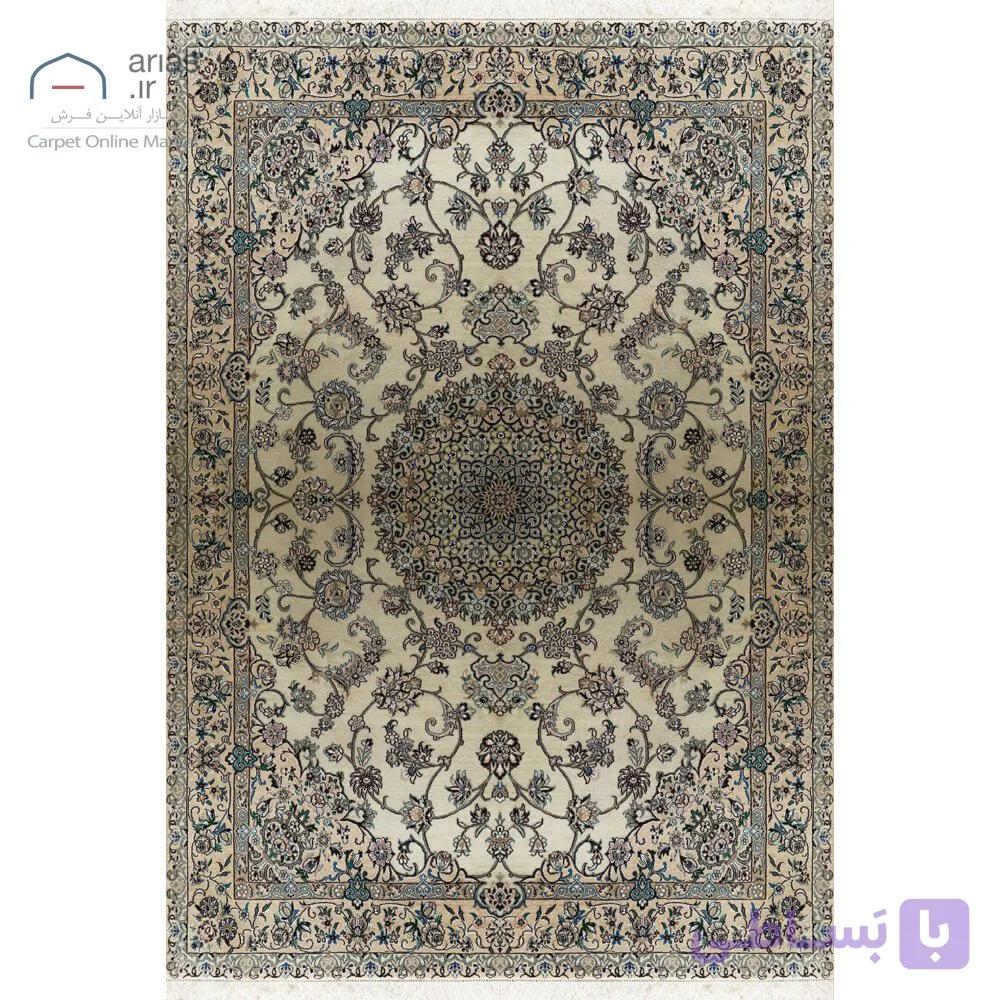 فرش دستباف نایین کرم لچک و ترنج – ۲۰۰×۲۷۰ سانتی‌متر کد D28161