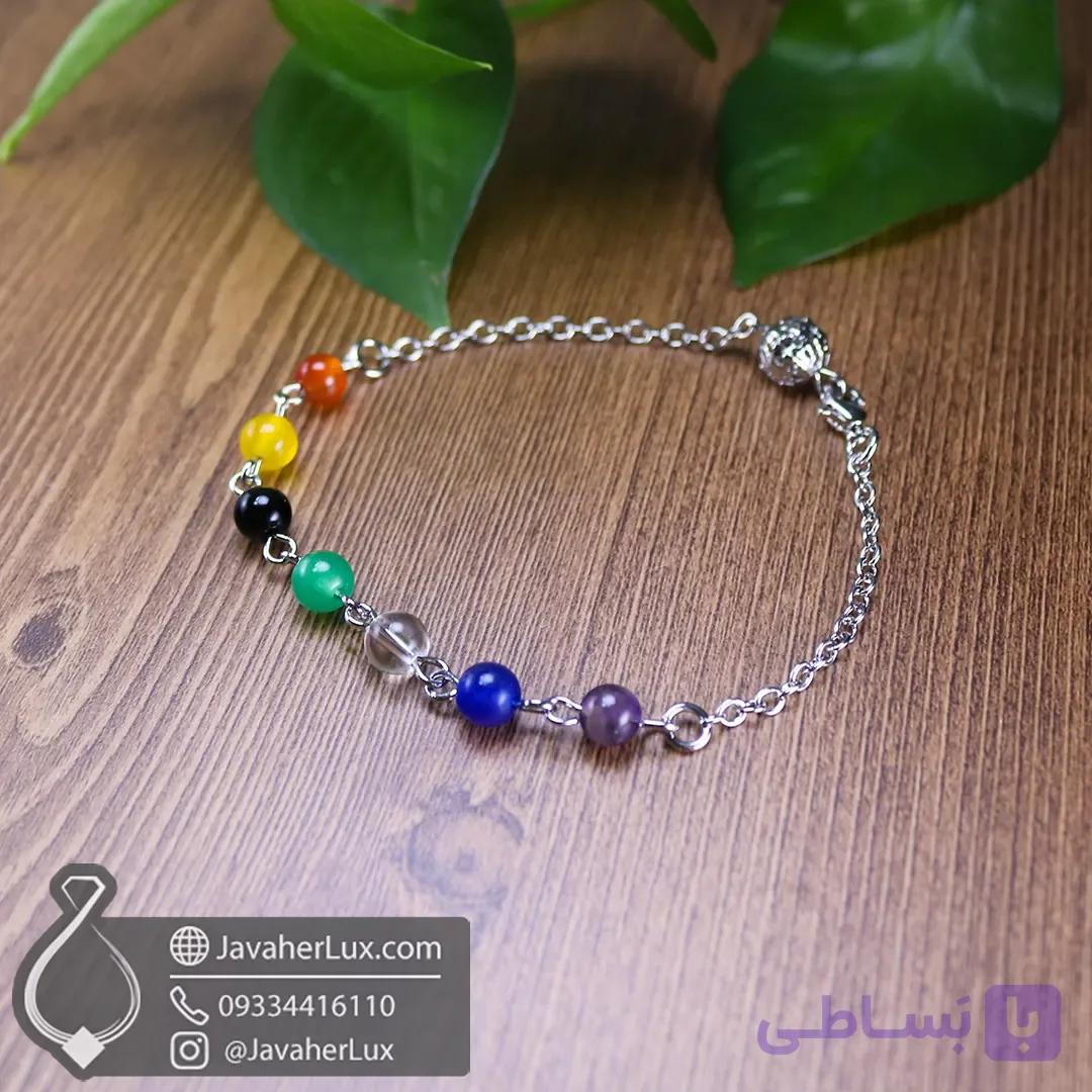 دستبند خلخال زنجیری استیل هفت چاکرا جواهرلوکس _ کد 401062 — تصویر 1
