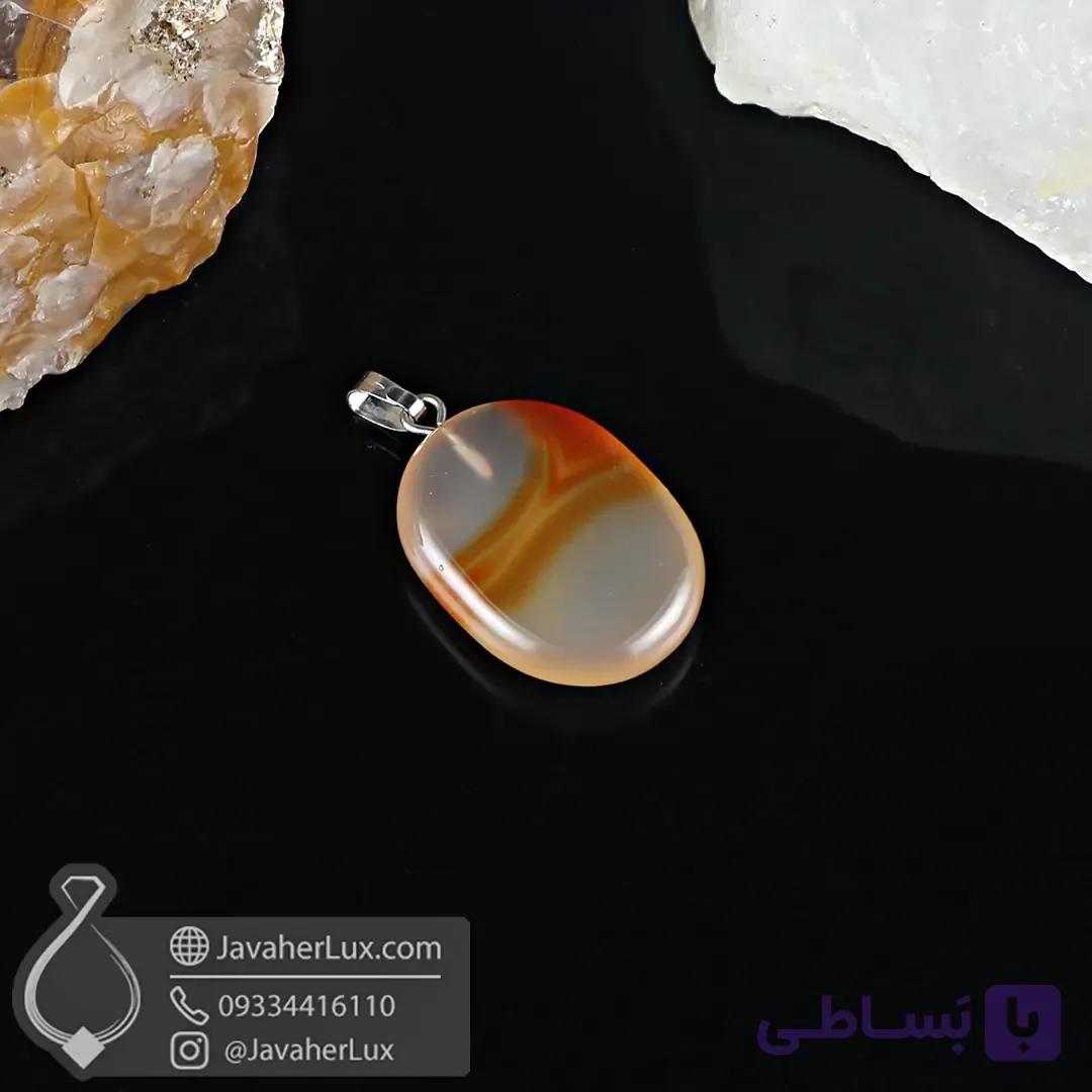 گردنبند سنگ کارنلین تراش بیضی مدل بحر آسمان _ کد 400861 — تصویر 1