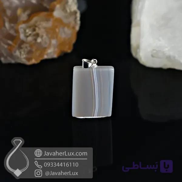 گردنبند عقیق سلیمانی خاکستری _ کد : 400987 — تصویر 1