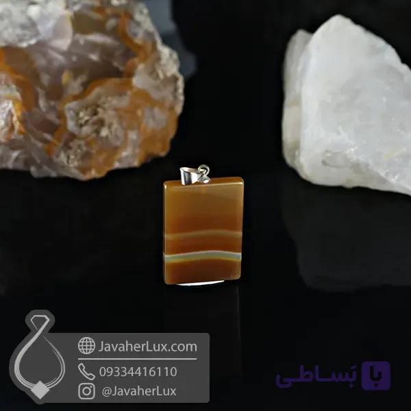 گردنبند عقیق طبیعی قهوه ای سلیمانی اصل _ کد : 400950 — تصویر 1
