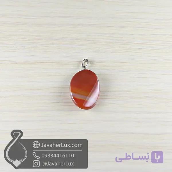گردنبند سنگ کارنلین تراش پیچ مدل باجگون _ کد 400859 — تصویر 1
