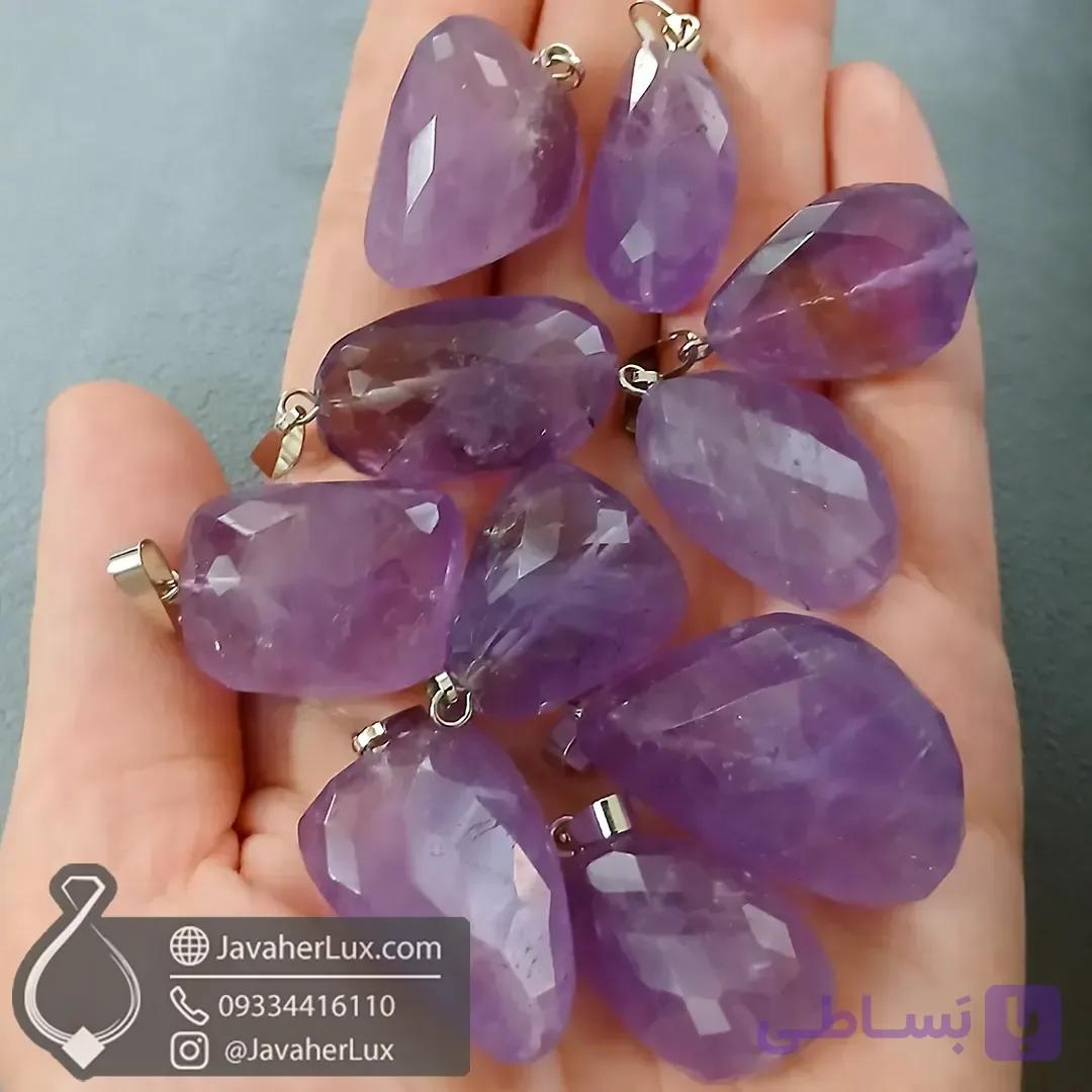 گردنبند سنگ آمیتیست تراش جواهری کد : 400940 — تصویر 1
