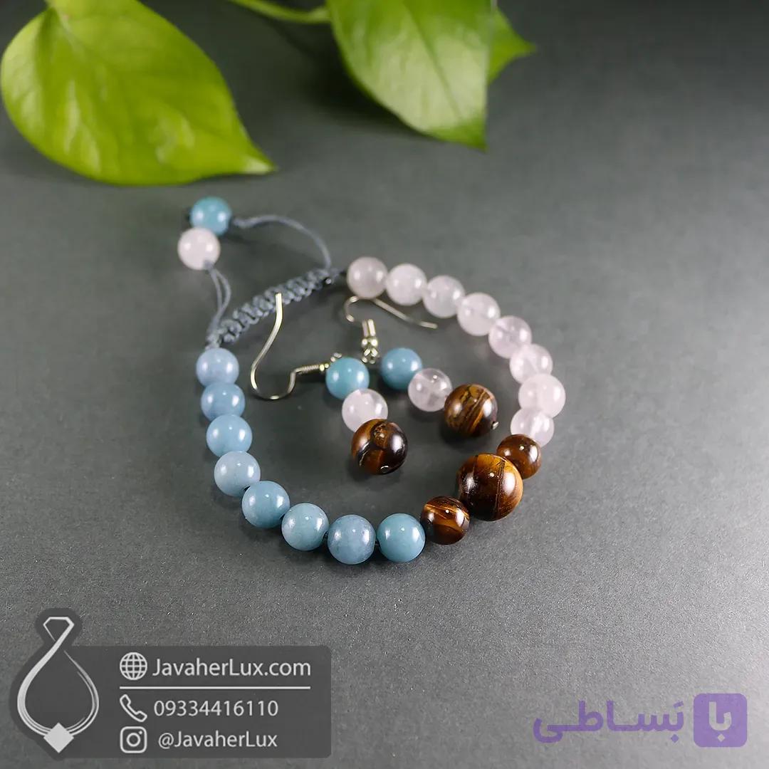 ست دستبند و گوشواره سنگ ماه تولد بهمن جواهرلوکس _ کد 401097 — تصویر 1