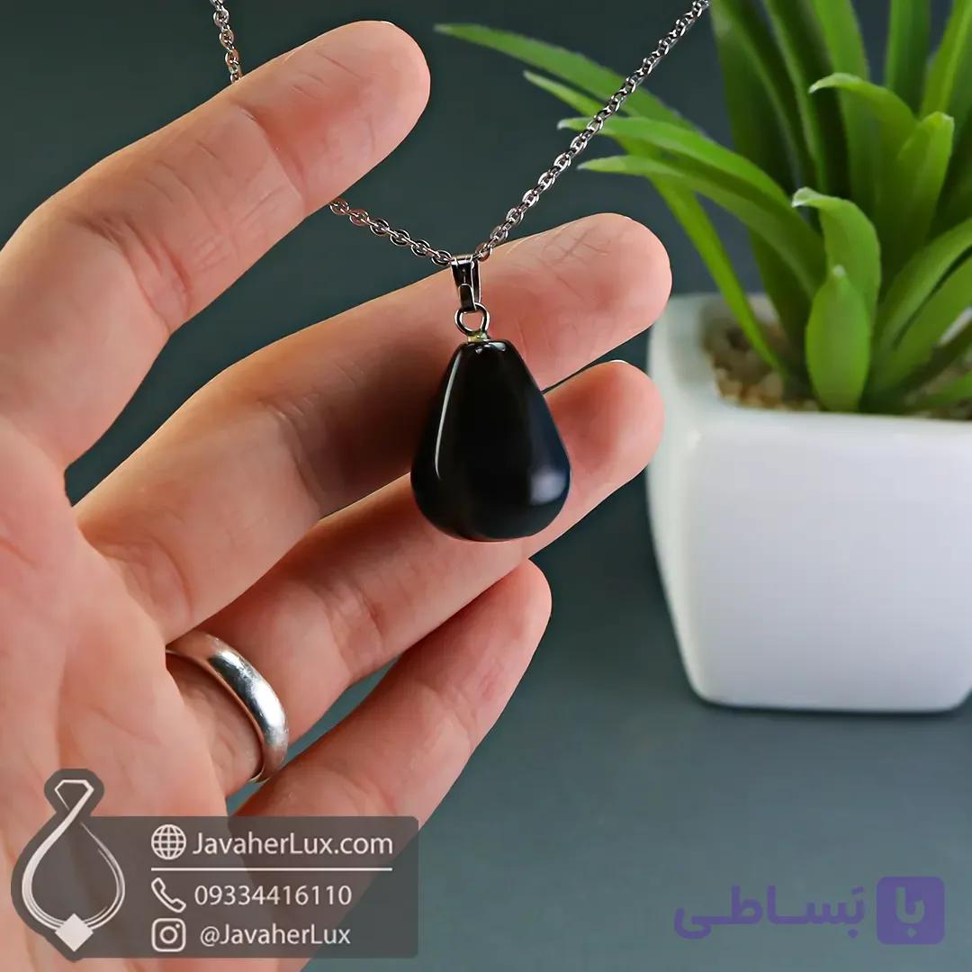 گردنبند عقیق مشکی اصل خاص و زیبا _ کد : 400996 — تصویر 1