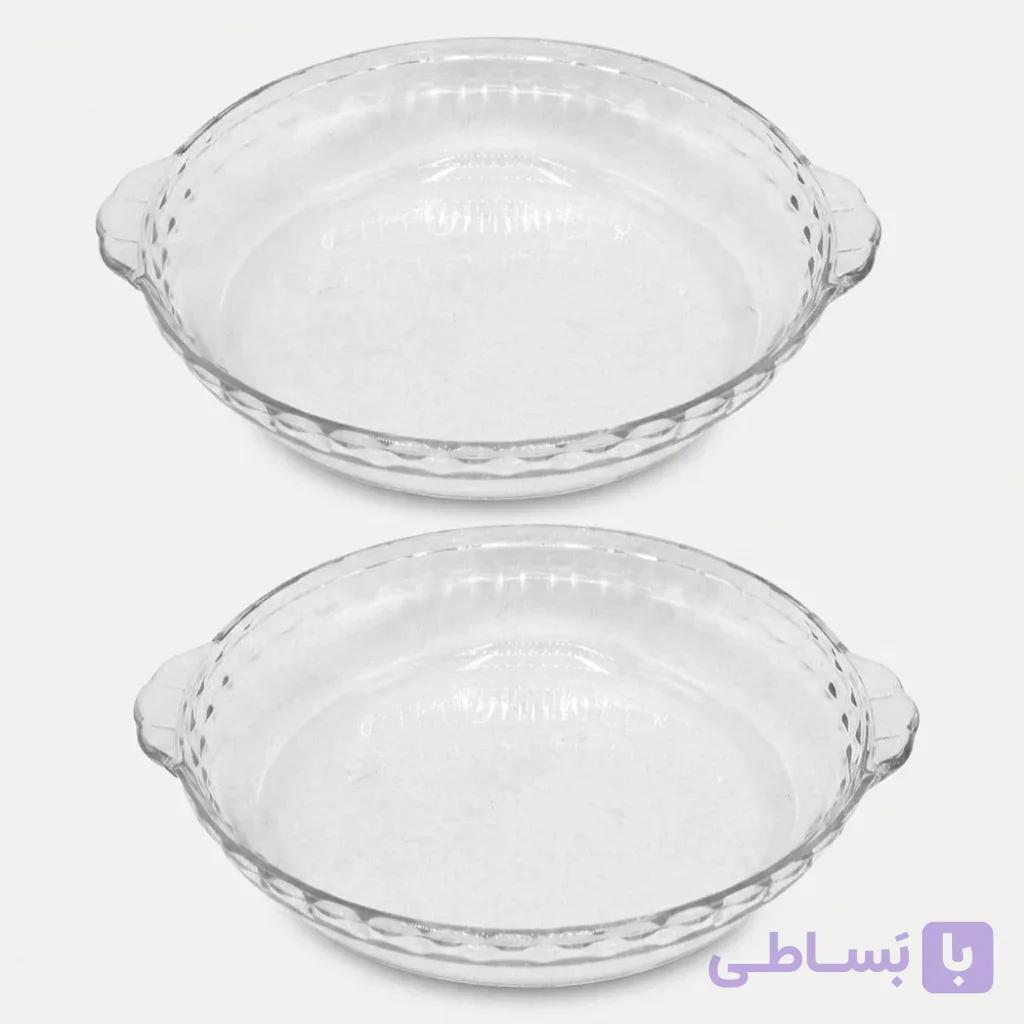 ظرف سرو پیتزا کریستال شیشه و بلور اصفهان مدل نازنین 746 بسته 2 عددی قابل شست‌وشو در ماشین ظرفشویی