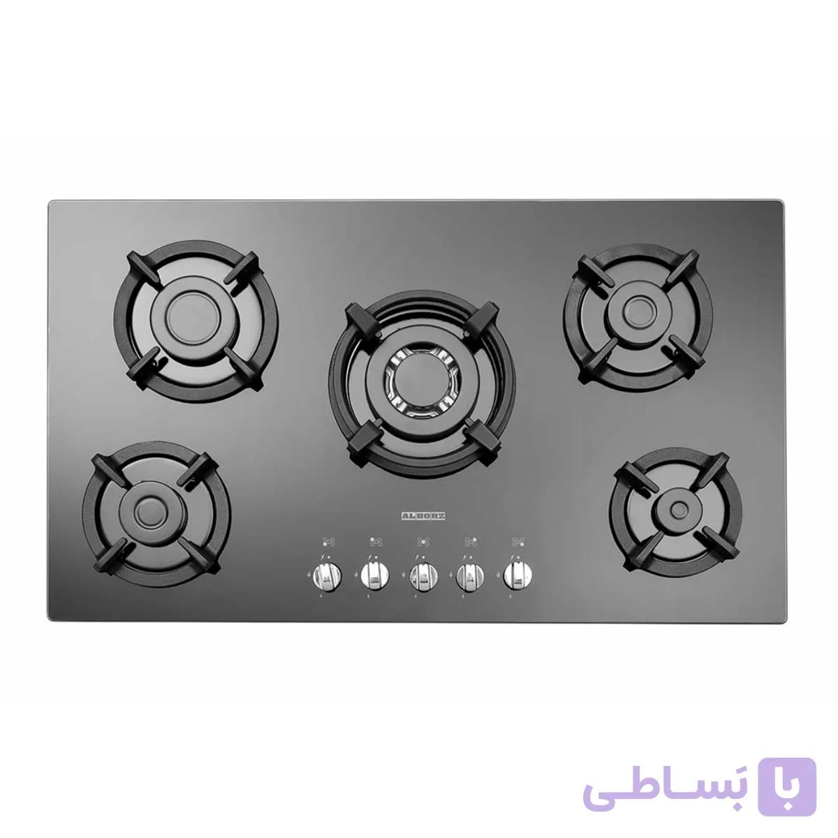 اجاق گاز صفحه ای شیشه‌ای استیل البرز مدل G 3551 با قطعات ایرانی — تصویر 1