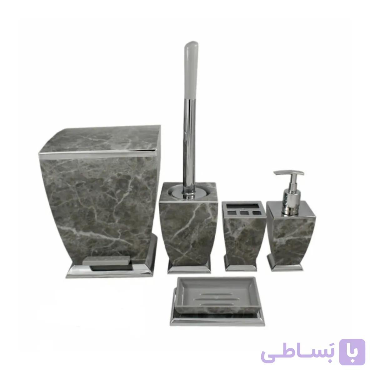سرویس 5 پارچه هارمونی مدل آوا طرح سنگ طوسی کروم — تصویر 1