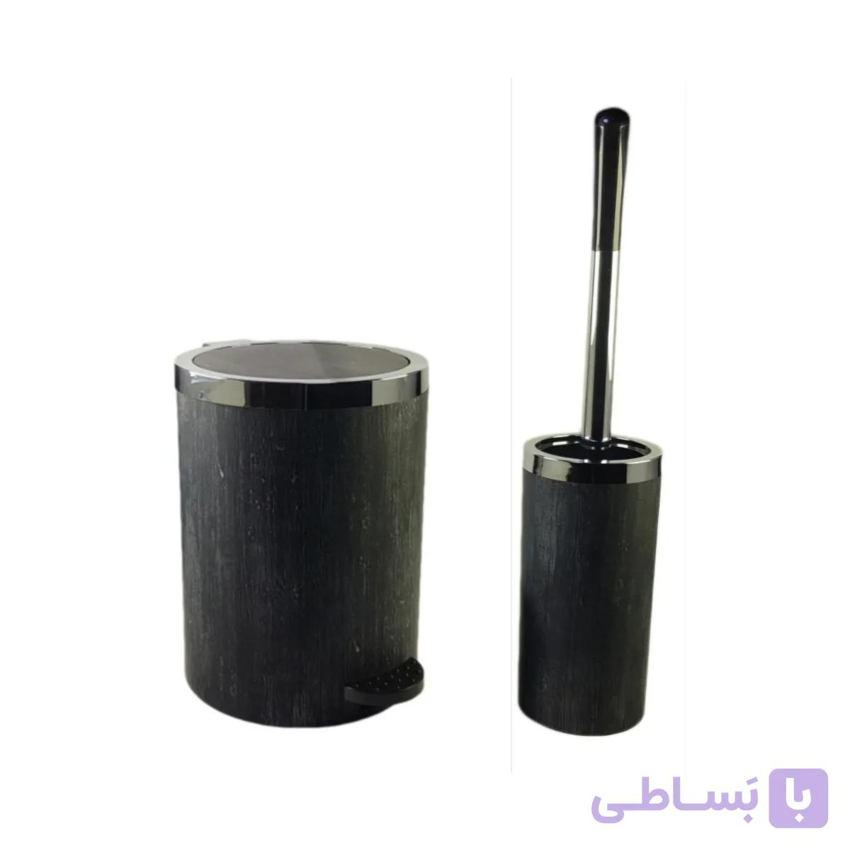 ست سطل و فرچه هارمونی مدل روشا طرح چوب مشکی کروم — تصویر 1