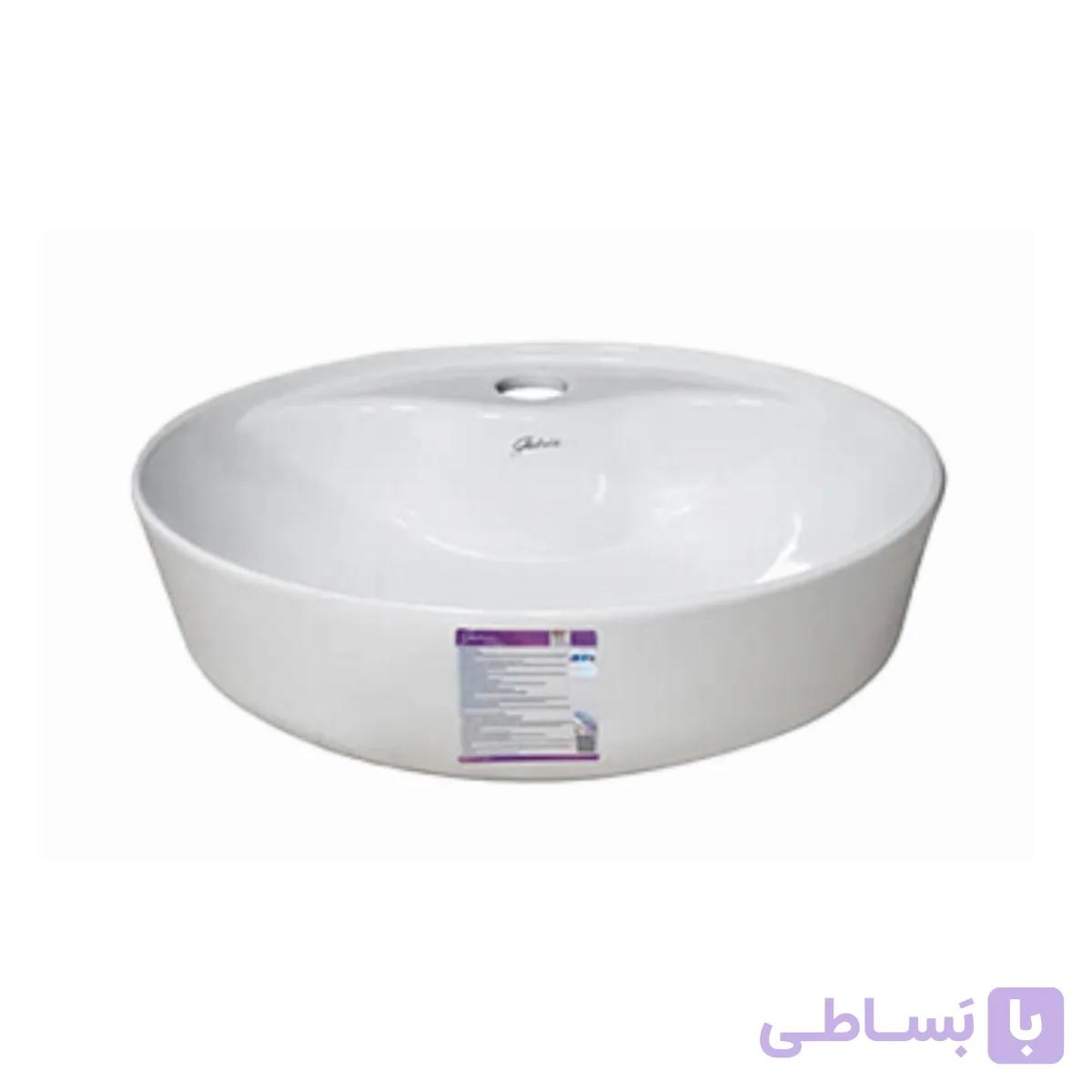 روشویی روکابینتی گاتریا مدل هما بیضی شیر سرخود بژ — تصویر 1