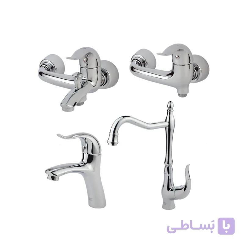 ست چهار تکه شیرالات کسری مدل کاسپین کروم مات — تصویر 1