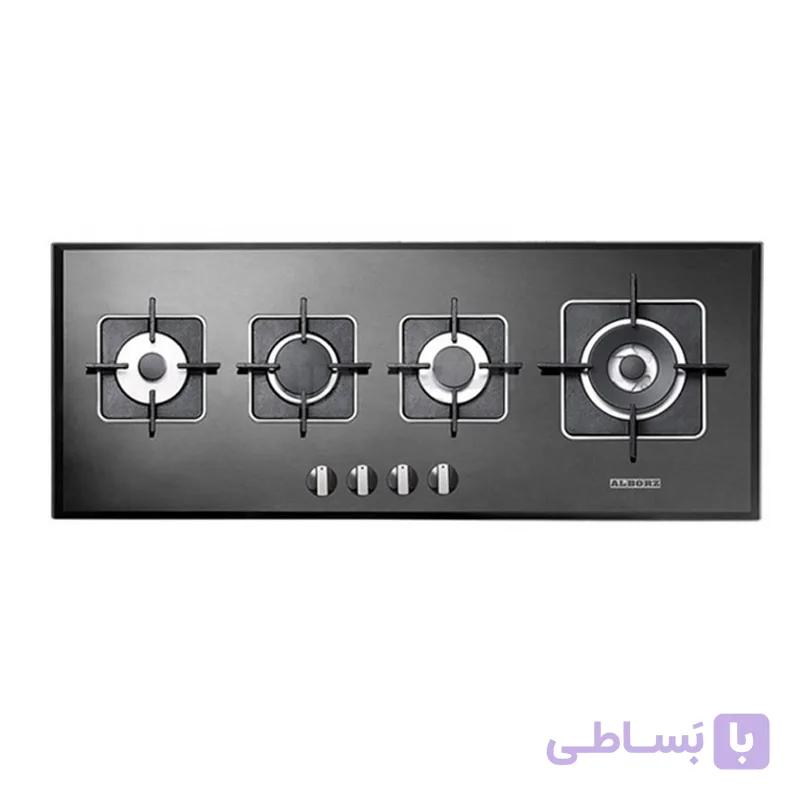 اجاق گاز صفحه ای شیشه‌ای استیل البرز مدل G 5918 با قطعات ایتالیایی — تصویر 1