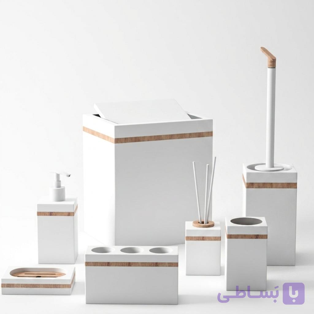 ست سرویس بهداشتی 7 پارچه هارمونی مدل رویا طرح سفید چوب مات — تصویر 1