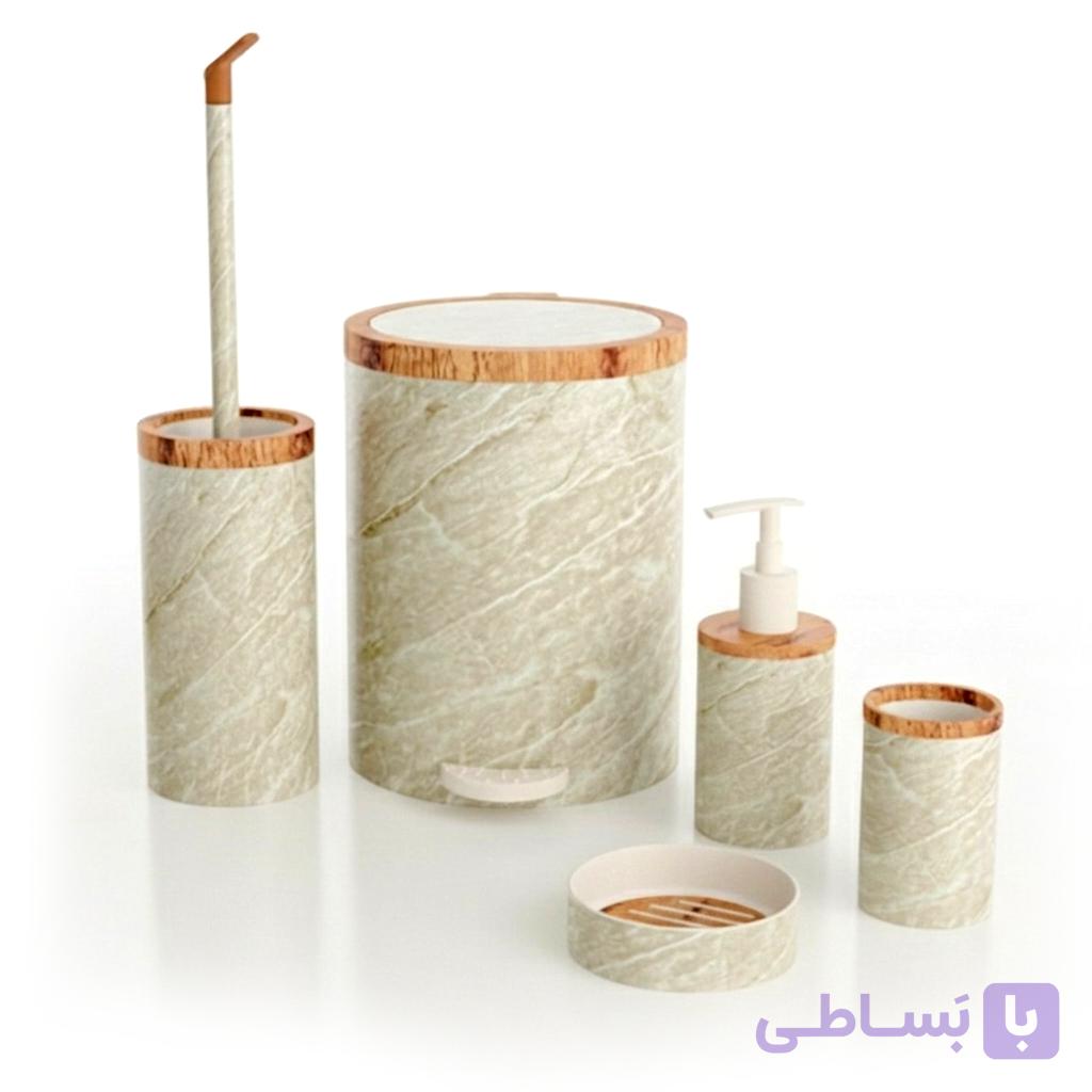 سرویس 5 پارچه هارمونی مدل روشا ماربل کرم چوب — تصویر 1