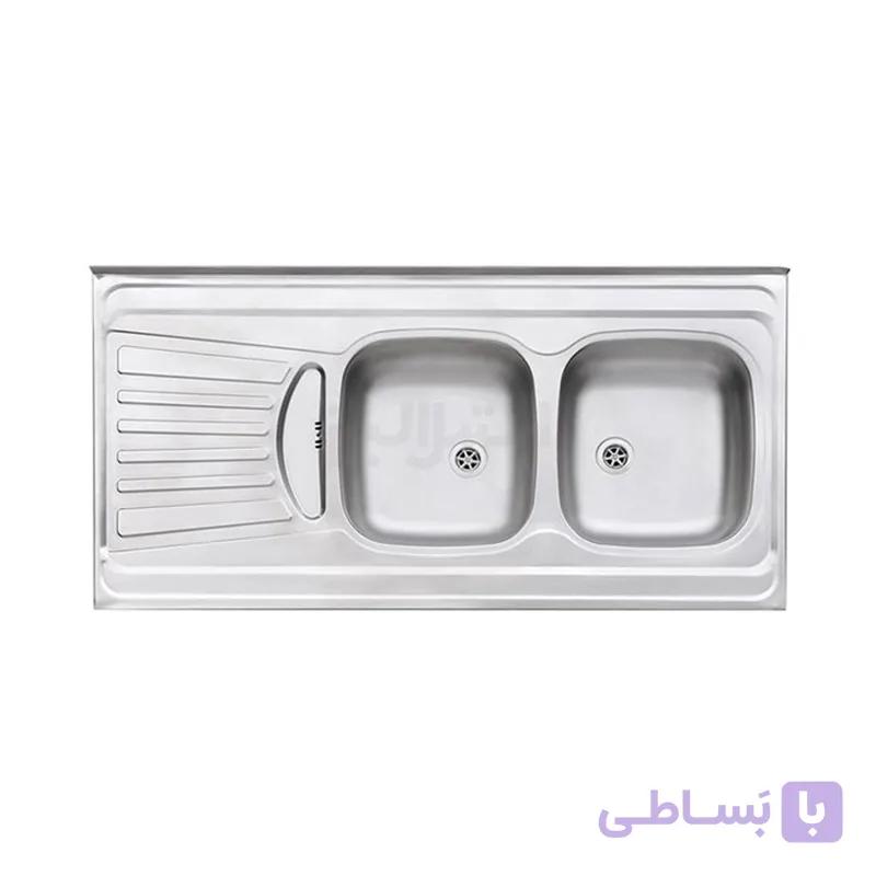 سينک ظرفشویی معمولی دو لگن استیل البرز مدل البرز سایز 120 × 50 × 5