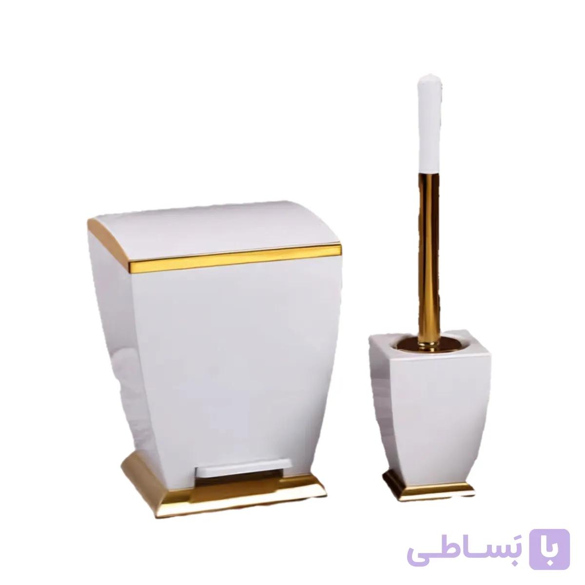 ست سطل و فرچه هارمونی مدل آوا سفید طلایی (کلاسیک) — تصویر 1