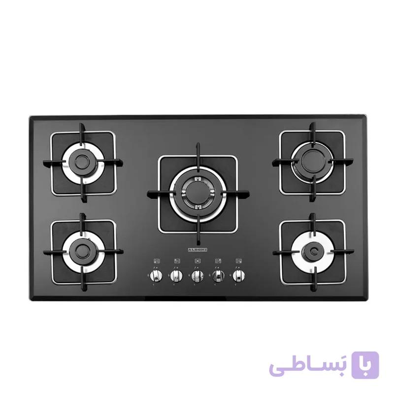 اجاق گاز صفحه ای شیشه‌ای سفید استیل البرز مدل G 5960w  با قطعات ایرانی — تصویر 1
