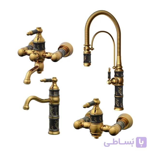 ست چهار تکه شیرالات کسری مدل توکیو مشکی طلایی — تصویر 1