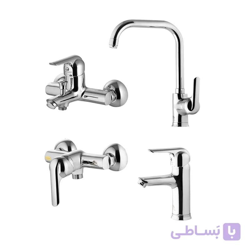 ست چهار تکه شیرآلات درخشان مدل کاج (اگنر) سفید — تصویر 1