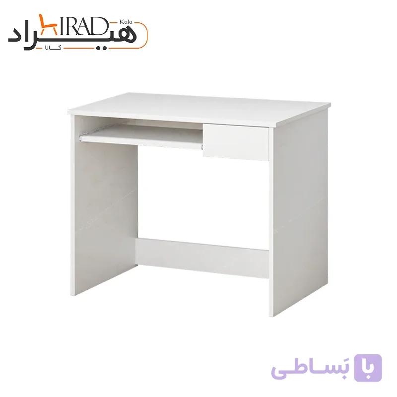 میز کامپیوتر سفید کشوی کیبورد کشودار هیراد مدل R142 — تصویر 1