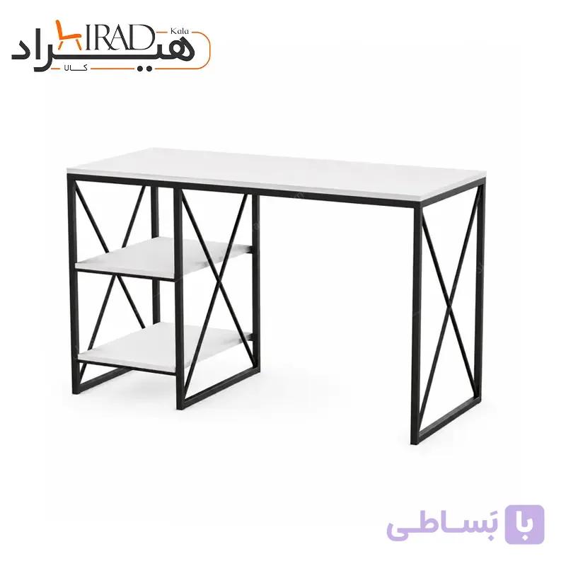 میز تحریر فلزی قفسه دار پایه ضربدری هیراد مدل T216 — تصویر 1