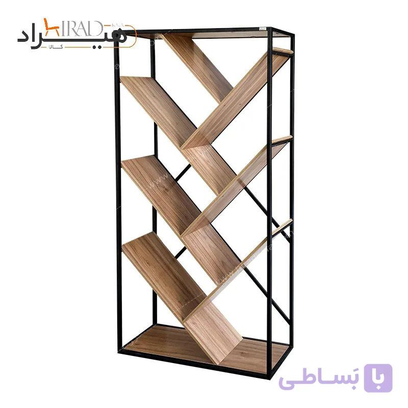 کتابخانه فلزی طبقه مورب چوبی دکوراتیو هیراد مدل K171