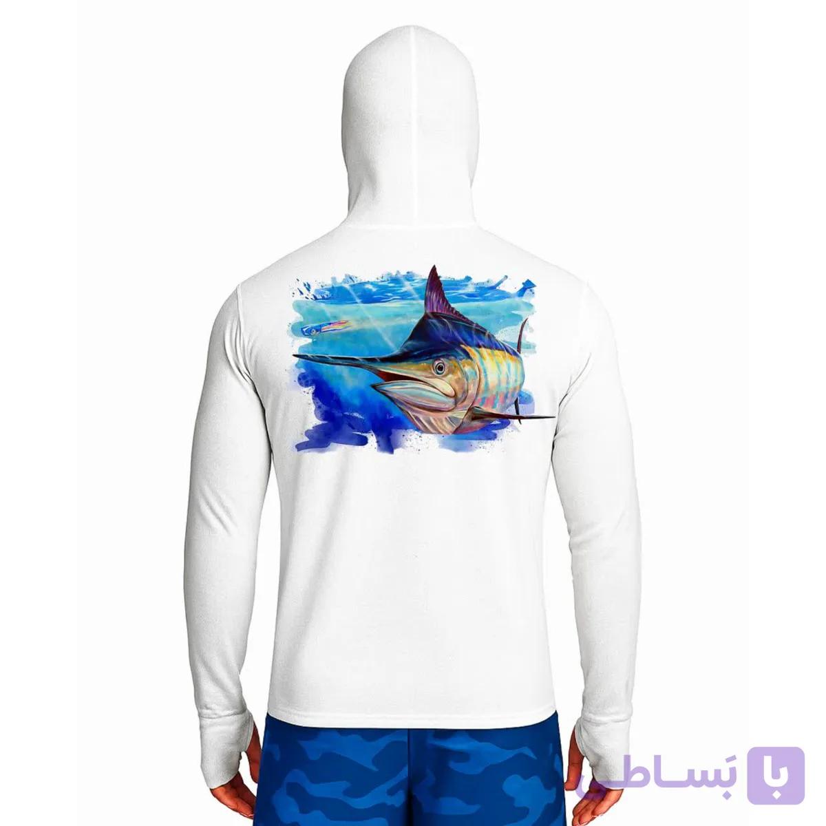 تیشرت ماهیگیری آستین بلند با کلاه و اسکارف سرخود مدل Marlin Surge — تصویر 1