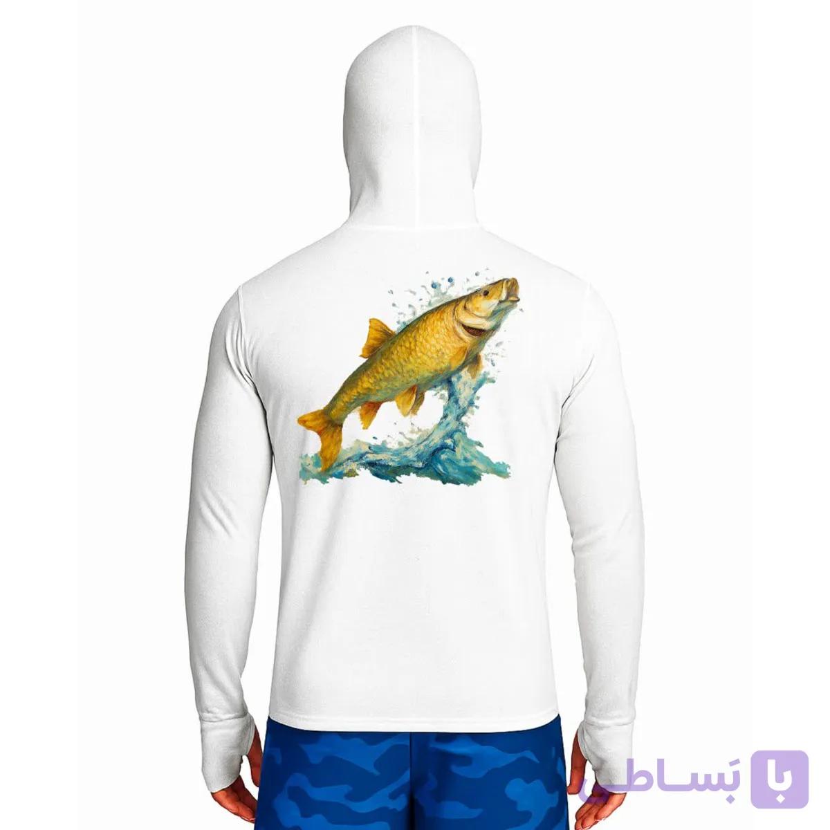 تیشرت ماهیگیری آستین بلند با کلاه و اسکارف سرخود مدل Mangar fish — تصویر 1