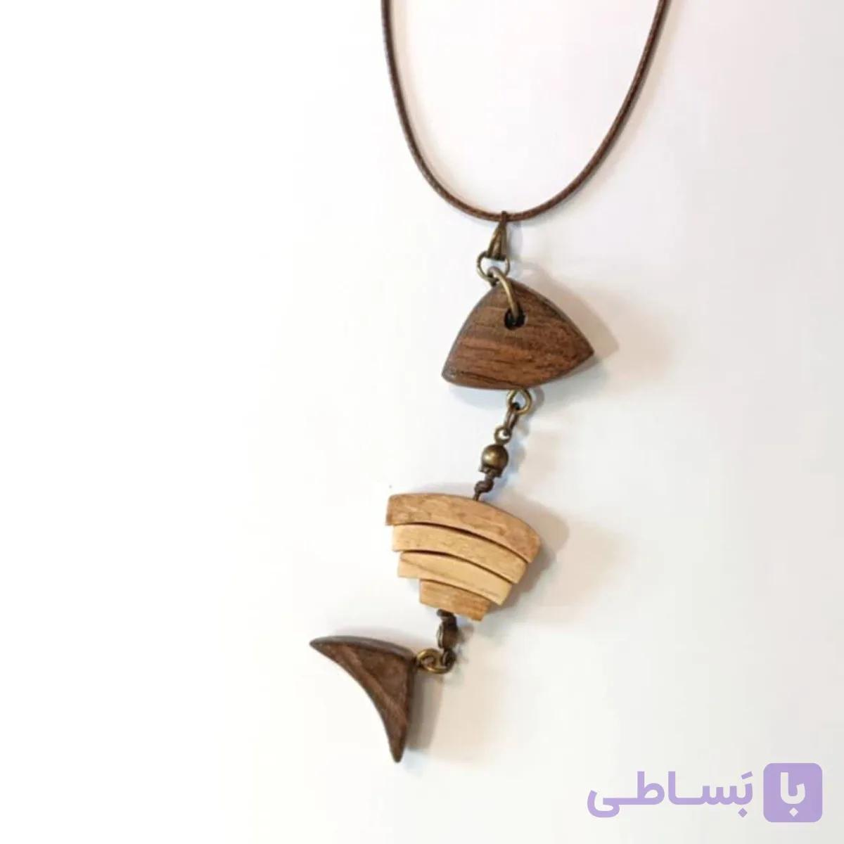گردنبند ماهیگیری چوبی طرح ماهی استخوانی — تصویر 1