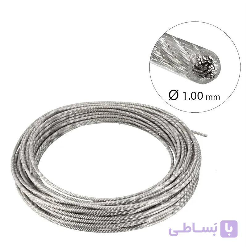 سیم بکسل استنلس استیل سایز 1.0 میلیمتر با روکش نایلون مازوزی 10 متری — تصویر 1