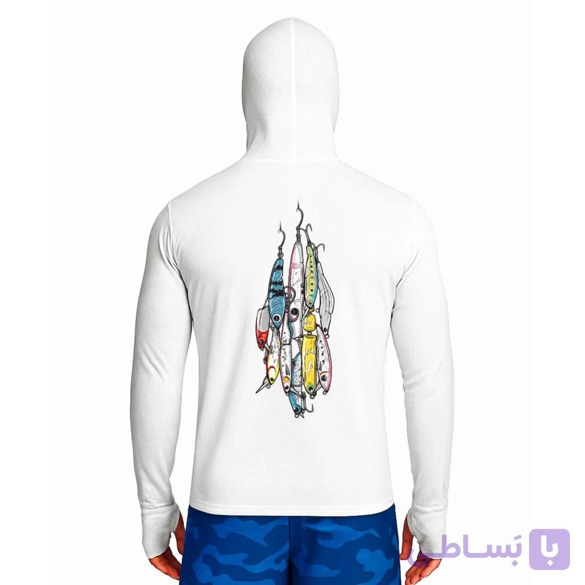 تیشرت ماهیگیری آستین بلند با کلاه و اسکارف سرخود مدل Hanging Lures — تصویر 1