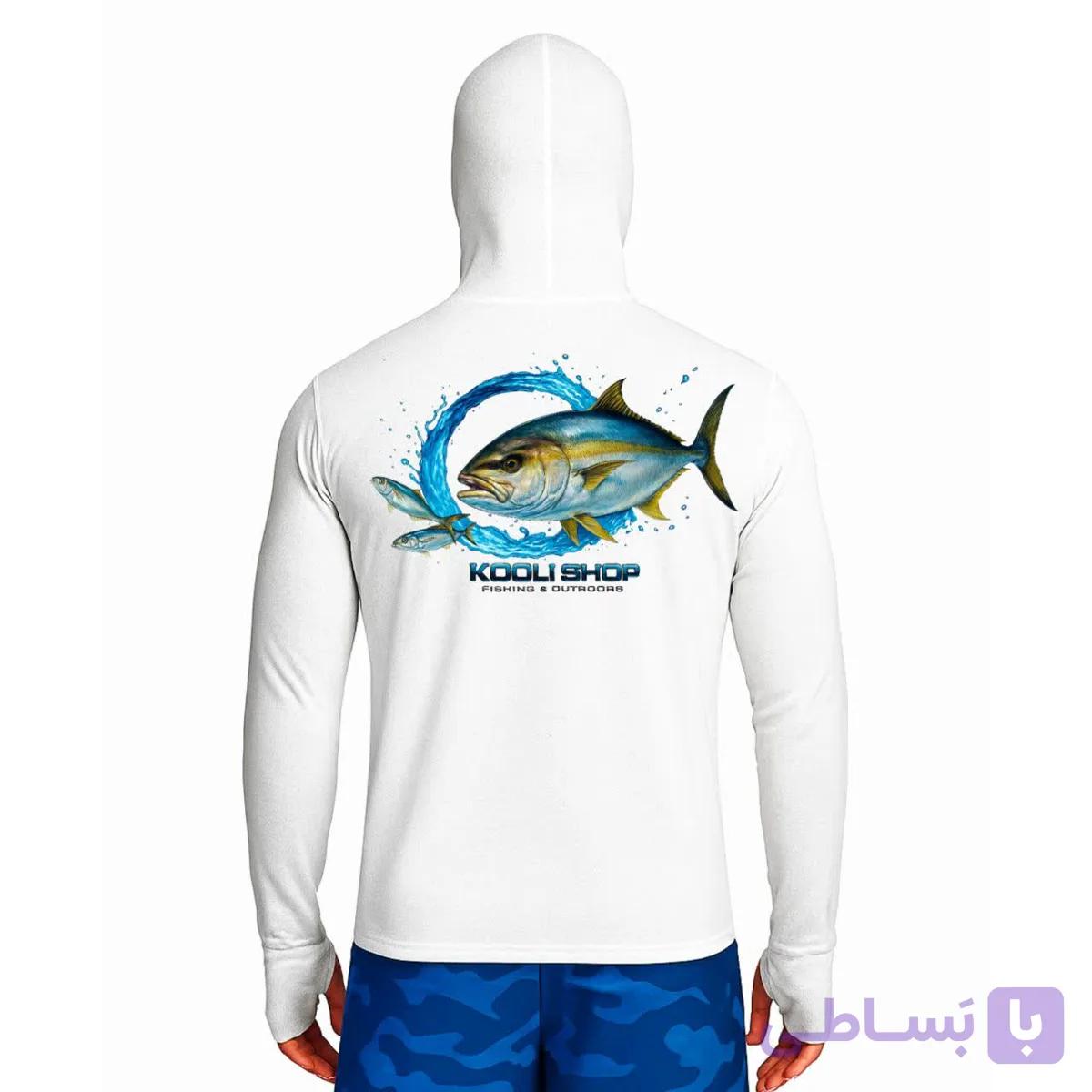 تیشرت ماهیگیری آستین بلند با کلاه و اسکارف سرخود مدل Amberjack — تصویر 1