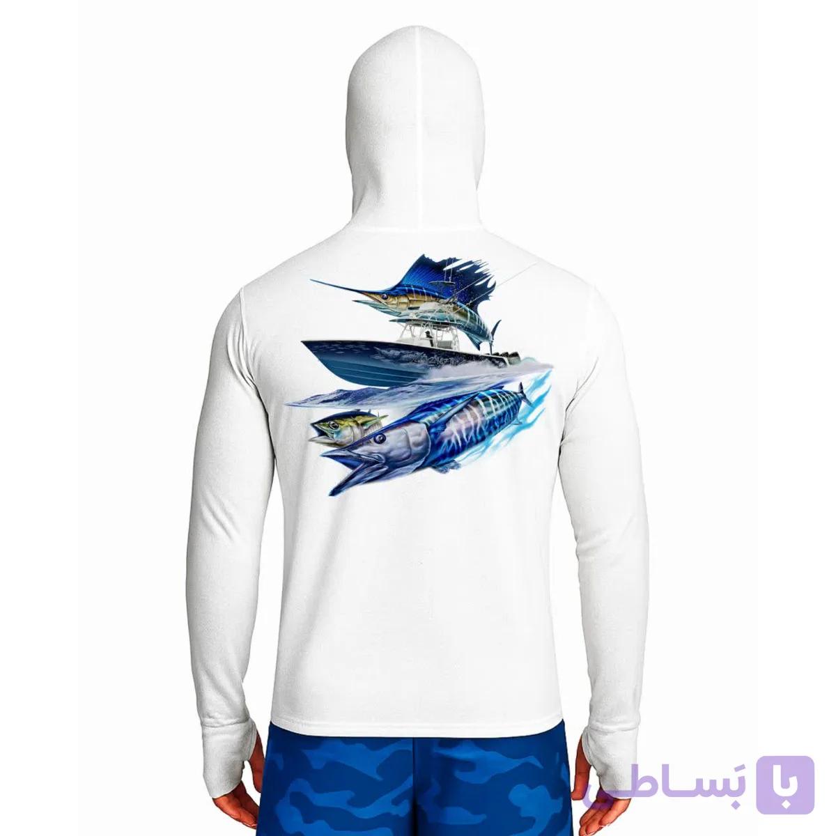 تیشرت ماهیگیری آستین بلند با کلاه و اسکارف سرخود مدل Saltwater Collection — تصویر 1