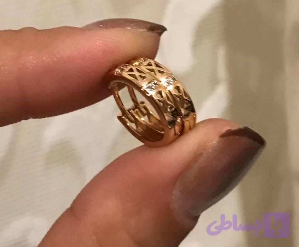 گوشواره حلقه ای ژوپینک آبکاری شده با طلای 18 عیار