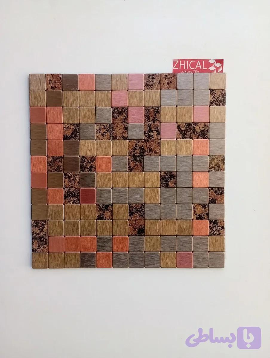 کاشی مابین کابینتی کامپوزیت مسی مات ومشکی براق وشرابی AJ984 — تصویر 1
