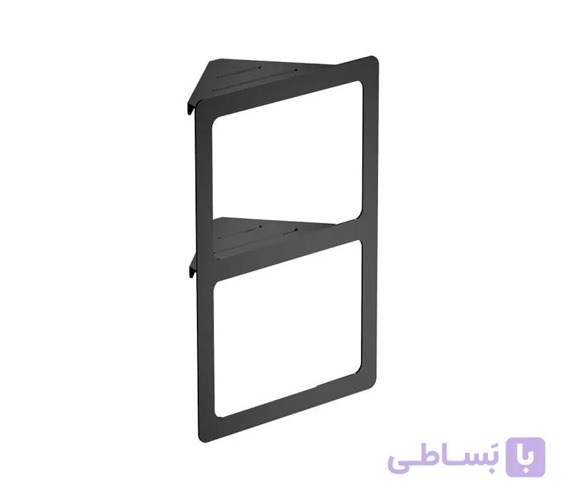 شلف حمام دو طبقه کنج پیچی رنگ مشکی مات سری B فانتونی کد S016