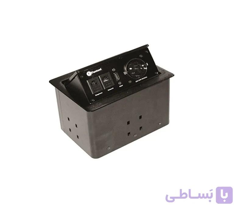 پریز برق مدل پاپ آپ P2O (تاچ) مکانیکی رنگ مشکی (2 سوکت برق یونیورسال و یک پورت تایپ C و یک پورت USB) فانتونی کد N331
