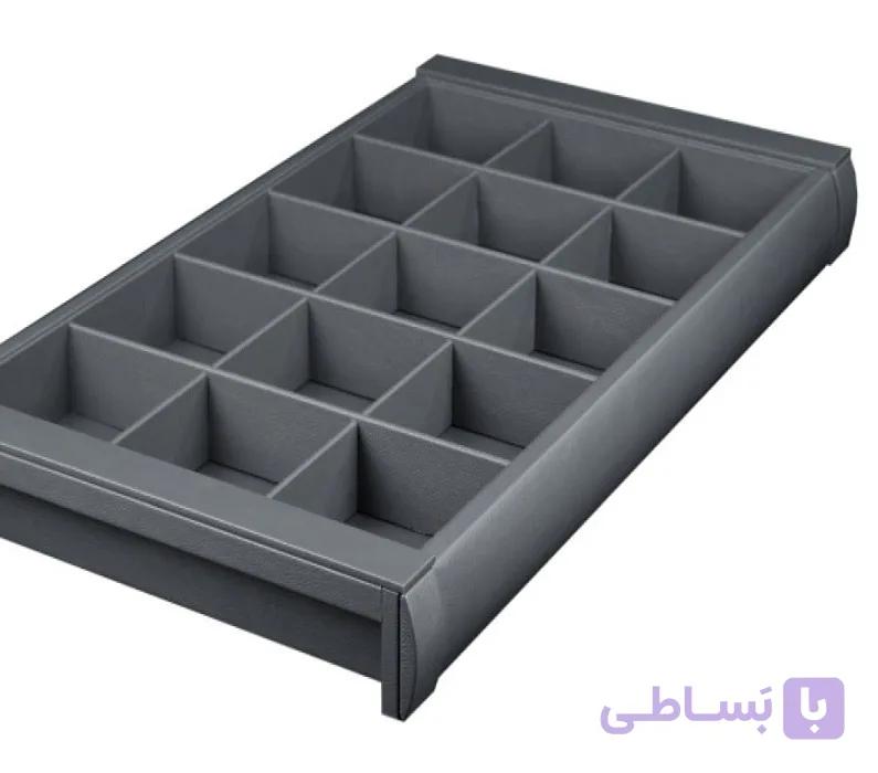 سینی مشبک ریلی داخل کمد لباس با فریم چرم رنگ دودی سایز 90 فانتونی کد J625