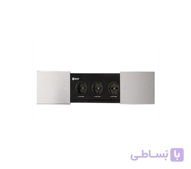 پریز برق کشویی دو طرفه اسلاید بازشو مدل اسلیم رنگ سیلور 3 سوکت برق فانتونی کد N422