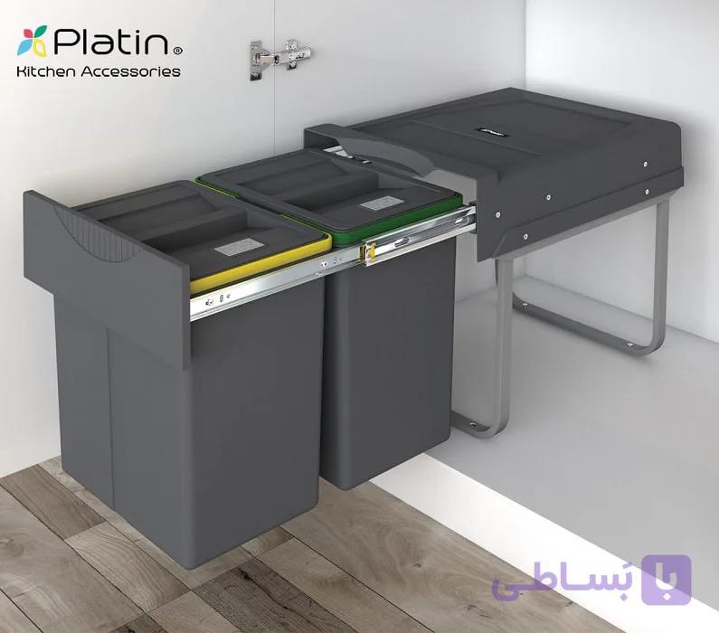 سطل زباله ریلی 2 مخزنه 40 لیتری هایلوکس پلاتین کد 3653 — تصویر 1