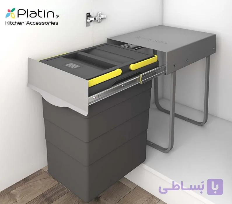 سطل زباله ریلی تک مخزنه 40 لیتری پلاتین کد 3613