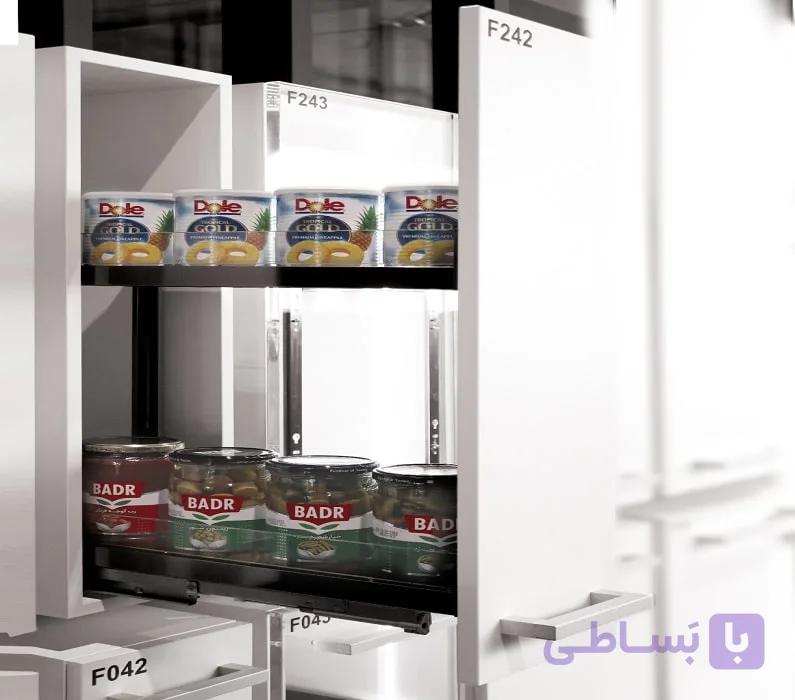سوپر جا بطری زیر صفحه استیل و شیشه ریل از کف یونیت عرض 45 فانتونی کد F342