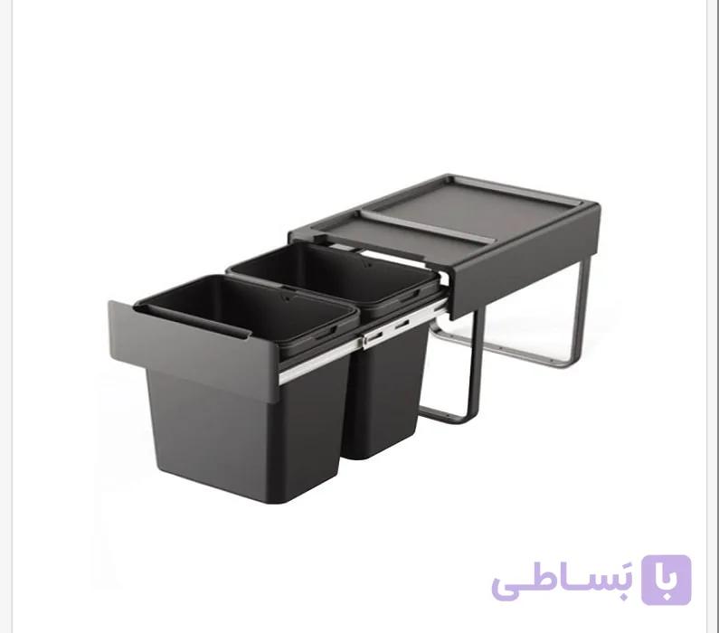 سطل دو قلو ریلی زیر سینک آرامبند حجم 52 لیتری دارای براکت 9206ملونی کد 9196