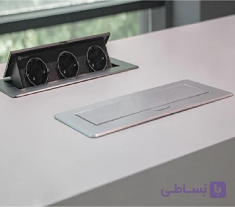 پریز برق پاپ آپ با دکمه تاچ مکانیکی رنگ سیلور 3 سوکت برق فانتونی کد N332 — تصویر 1
