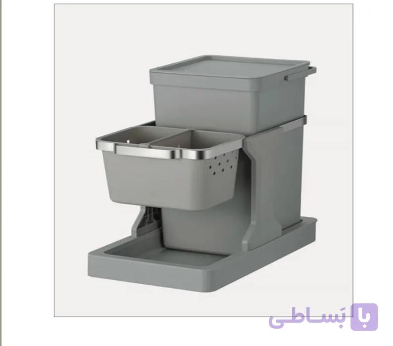 سطل یک قلو زیر سینک ریلی به همراه سبد کیسه زباله ملونی کد 9174