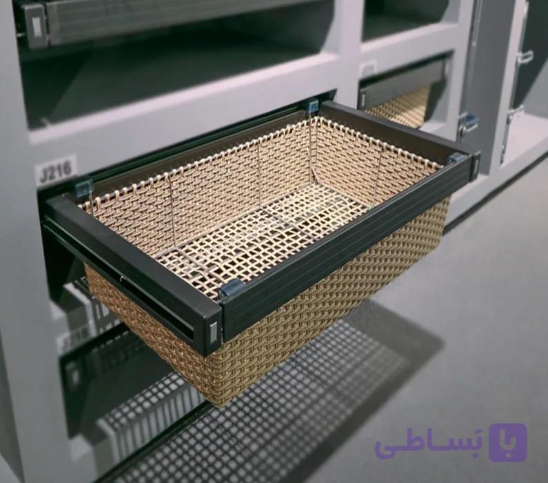 سبد حصیری ریلی داخل کمد لباس رنگ مشکی ABS سایز 90 فانتونی کد J216