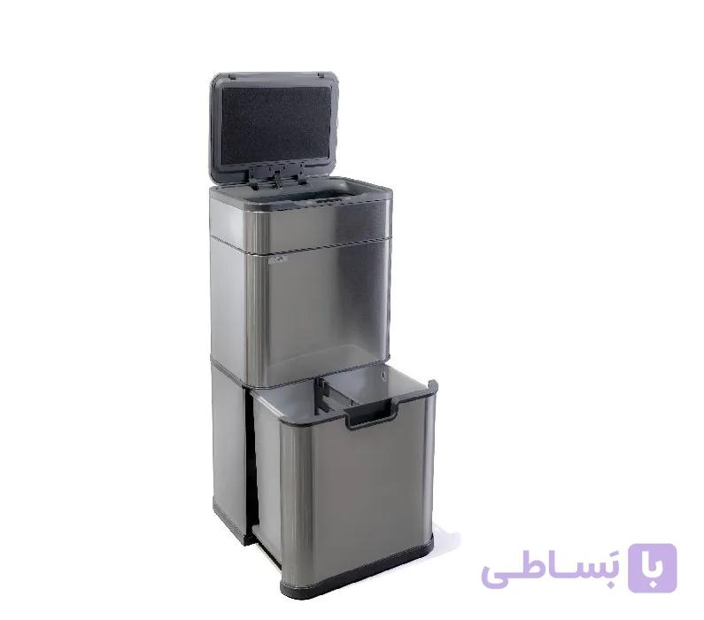 سطل زباله 40 لیتری هوشمند سنسور دار استیل با قابلیت تفکیک زباله و مجهز به سطلهای داخلی دسته بندی شده HTN کد HTD592-11L+11L+9+9L