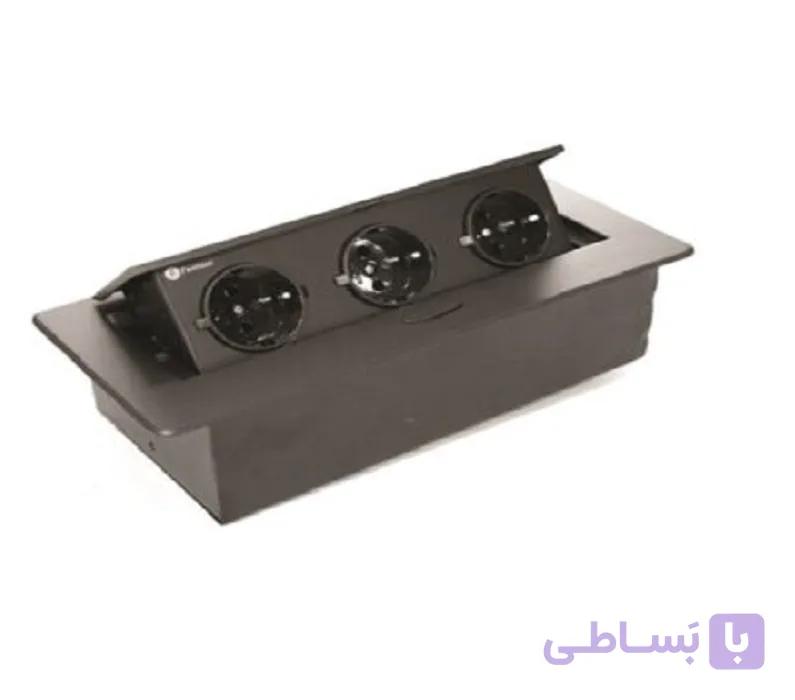 پریز برق پاپ آپ با دکمه تاچ مکانیکی رنگ مشکی 3 سوکت برق فانتونی کد N333