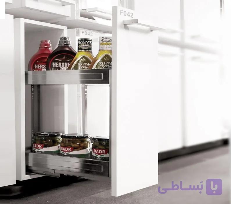 سوپر جا بطری زیر صفحه تمام استیل دوطبقه ریل از کف یونیت عرض 50 فانتونی کد F143