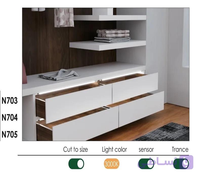 چراغ LED داخل کمد و کشو با تابش نور از جلو مدل ولین (Velin) عرض 90 سانتیمتر فانتونی کد N704